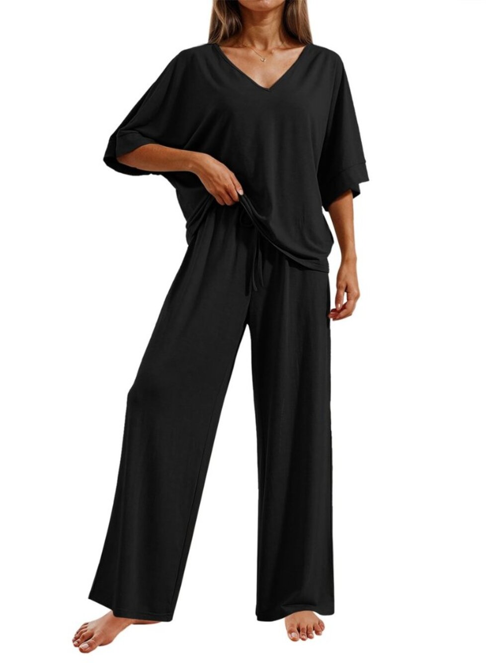 Pajama Sets Womens 2 Piece Short Sleeve Long Pants Pjs Lounge Set